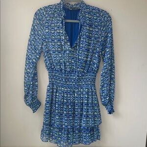 Zara Blue Ruffled Smocked Mini Dress